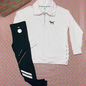 Victoria Secret PINK Half Zip Bling Sweater & Legging Set- NEW w/ Tags